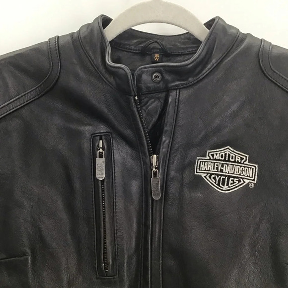 Harley Davidson Women’s Leather Biker Jacket Embroidered Fleece Liner Size Small - Picture 3 of 10